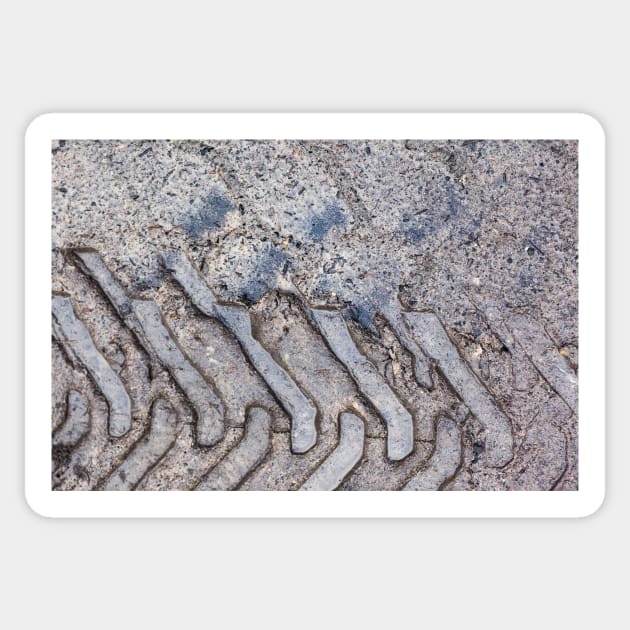 Tyreprint in the mud of a tractor Sticker by textural